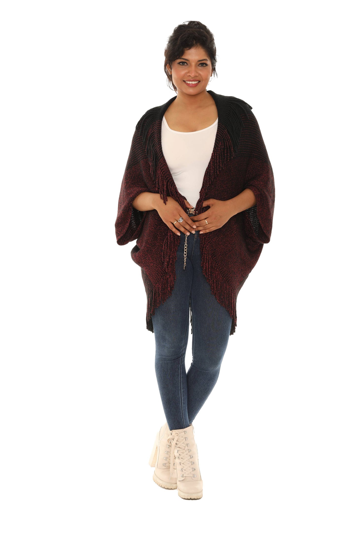 Fringed Duo-Tone Poncho