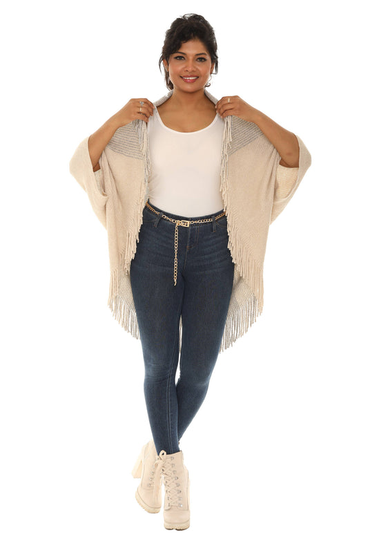 Fringed Duo-Tone Poncho